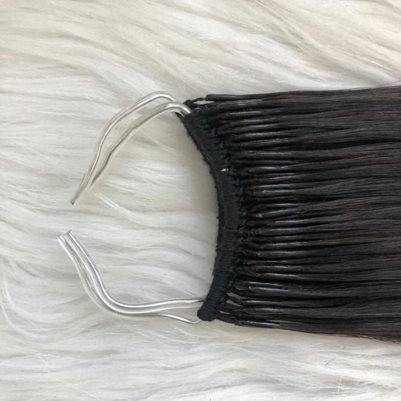 Natural looking double drawn korea pre-bonded cotton thread human hair extension HJ061